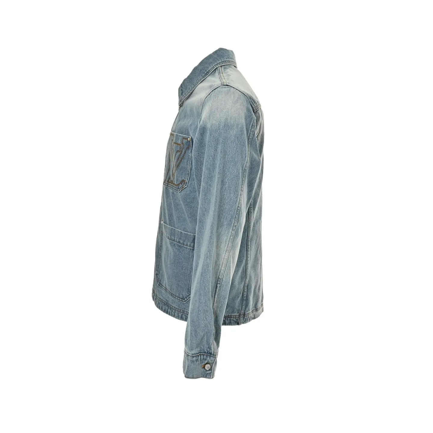 Louis Vuitton/Louis Vuitton pocket embroidered zipper denim jacket